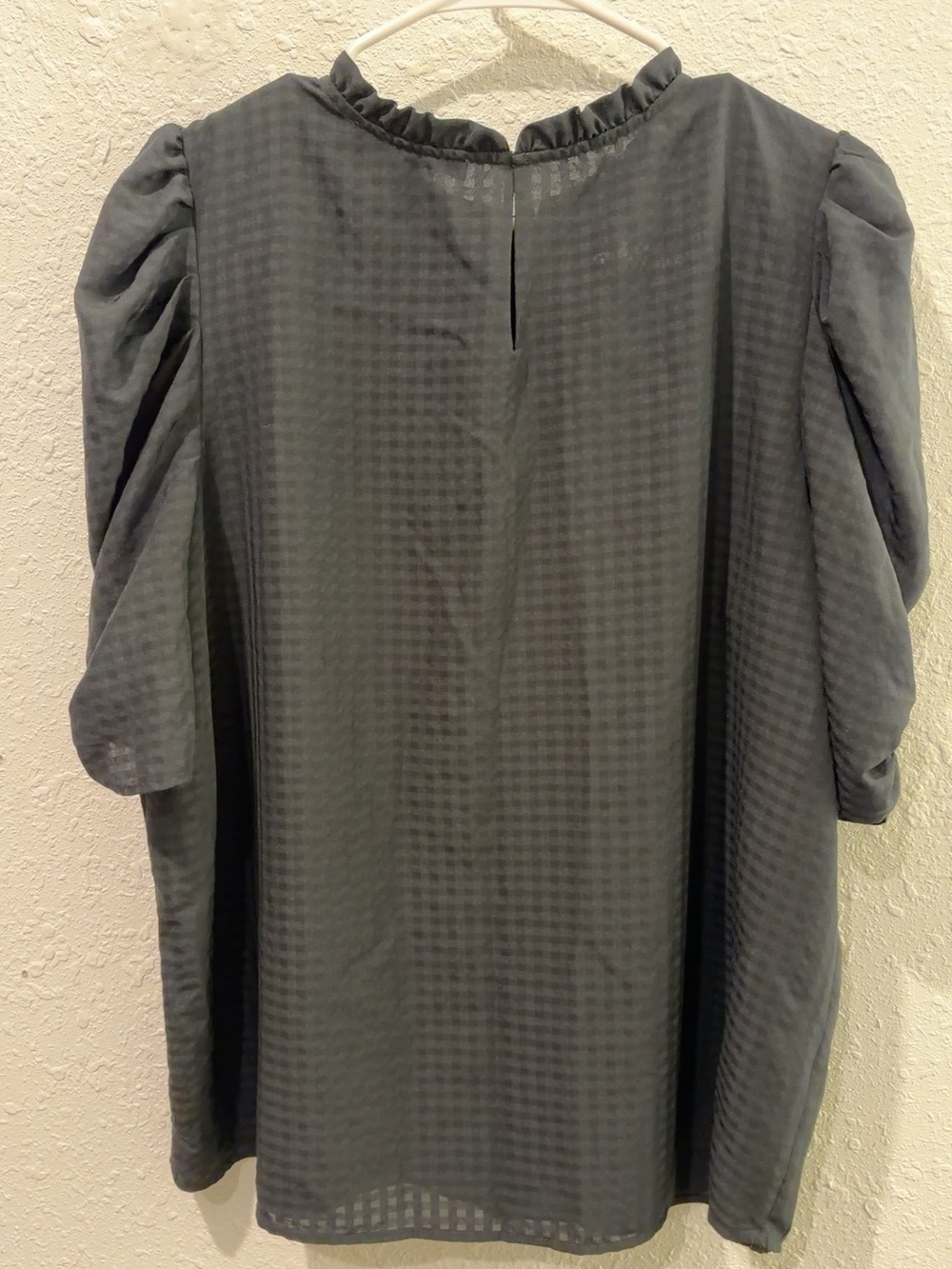LOFT Black Ruffled Neck Puff Sleeve Tunic - Picture 5 of 5